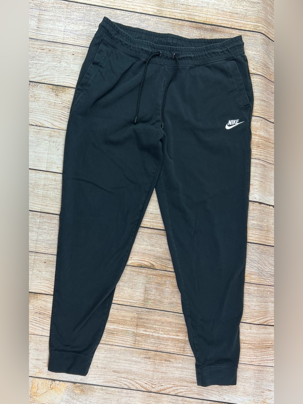 Nike Women Training Essential High Rise Sweatpants Black Jogger DR6215-010 Large